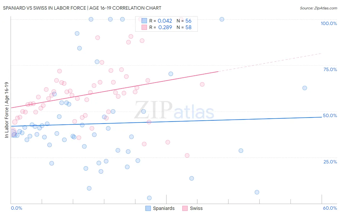 Spaniard vs Swiss In Labor Force | Age 16-19