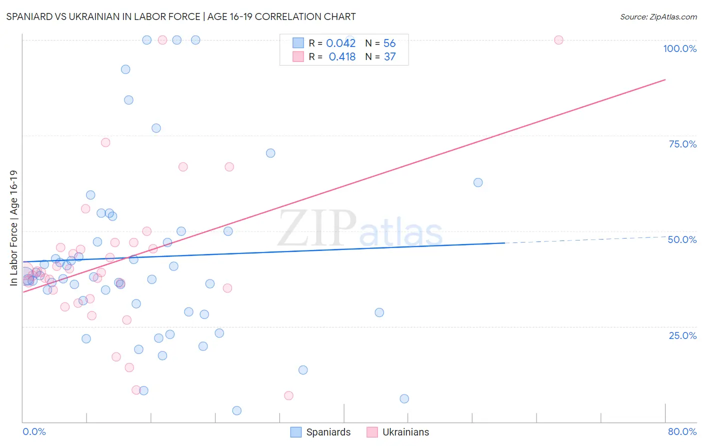 Spaniard vs Ukrainian In Labor Force | Age 16-19
