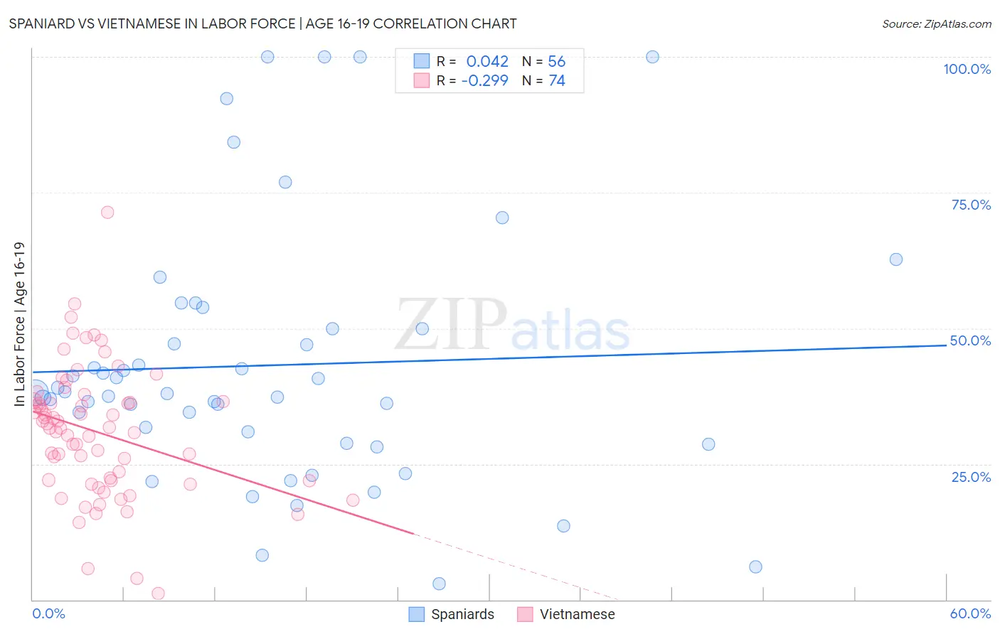 Spaniard vs Vietnamese In Labor Force | Age 16-19