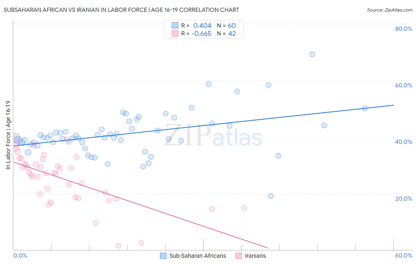 Subsaharan African vs Iranian In Labor Force | Age 16-19