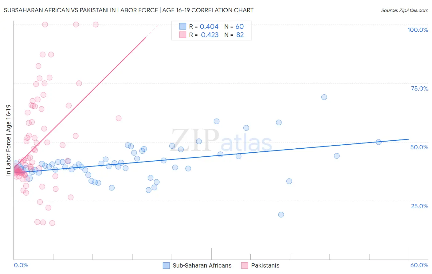 Subsaharan African vs Pakistani In Labor Force | Age 16-19