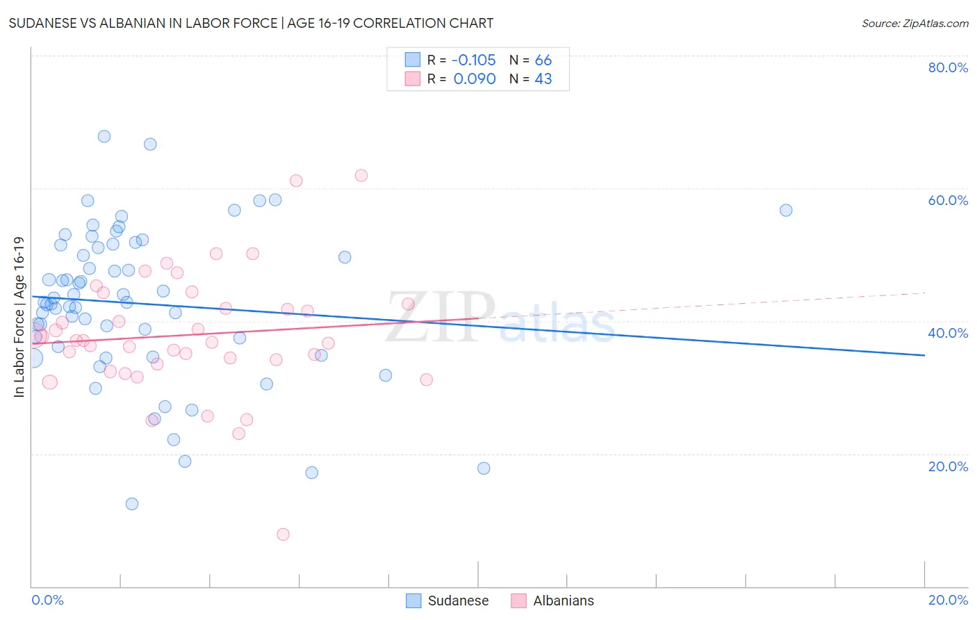 Sudanese vs Albanian In Labor Force | Age 16-19