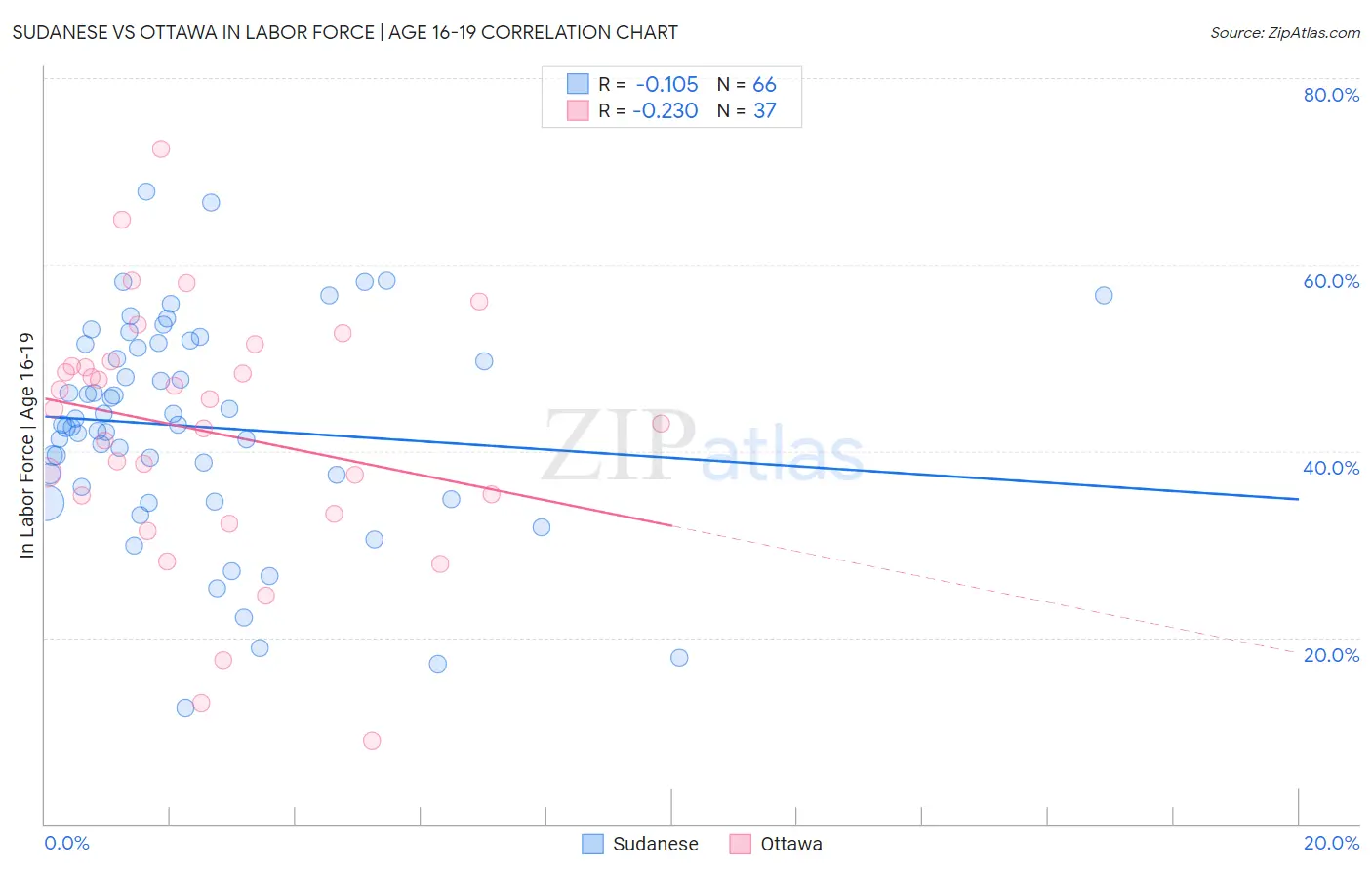 Sudanese vs Ottawa In Labor Force | Age 16-19