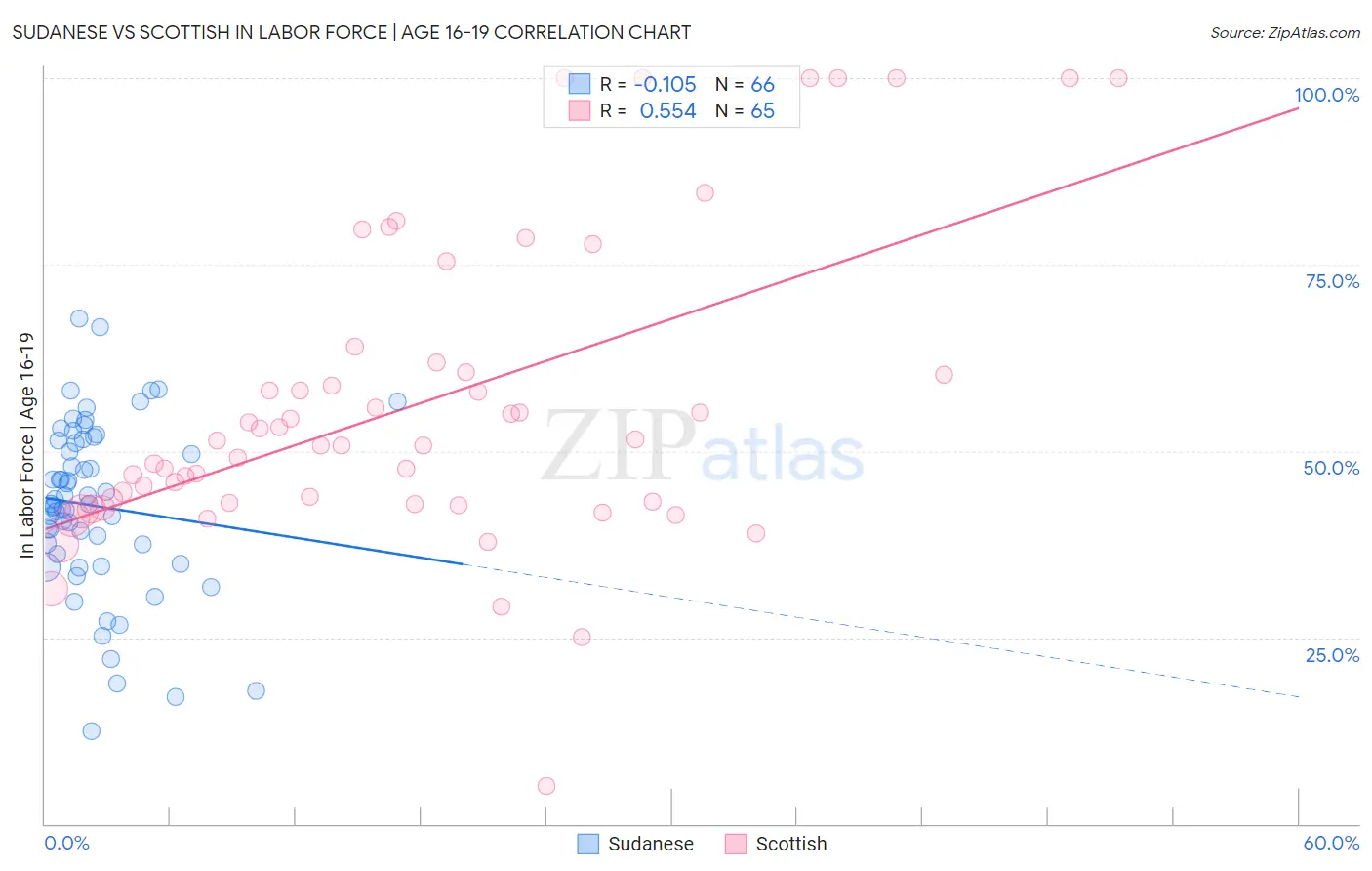 Sudanese vs Scottish In Labor Force | Age 16-19