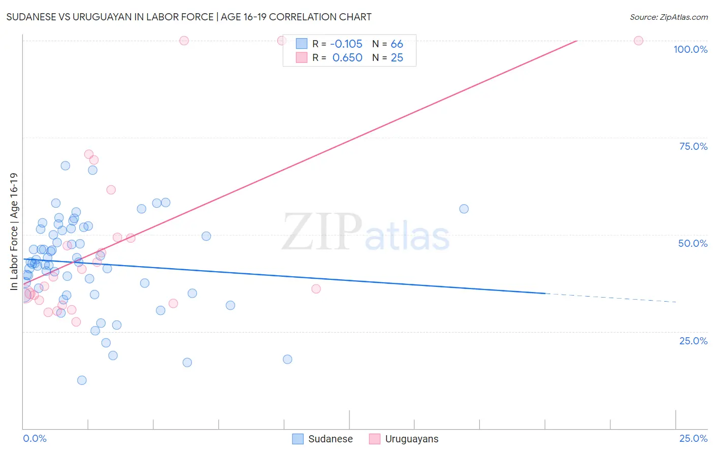 Sudanese vs Uruguayan In Labor Force | Age 16-19