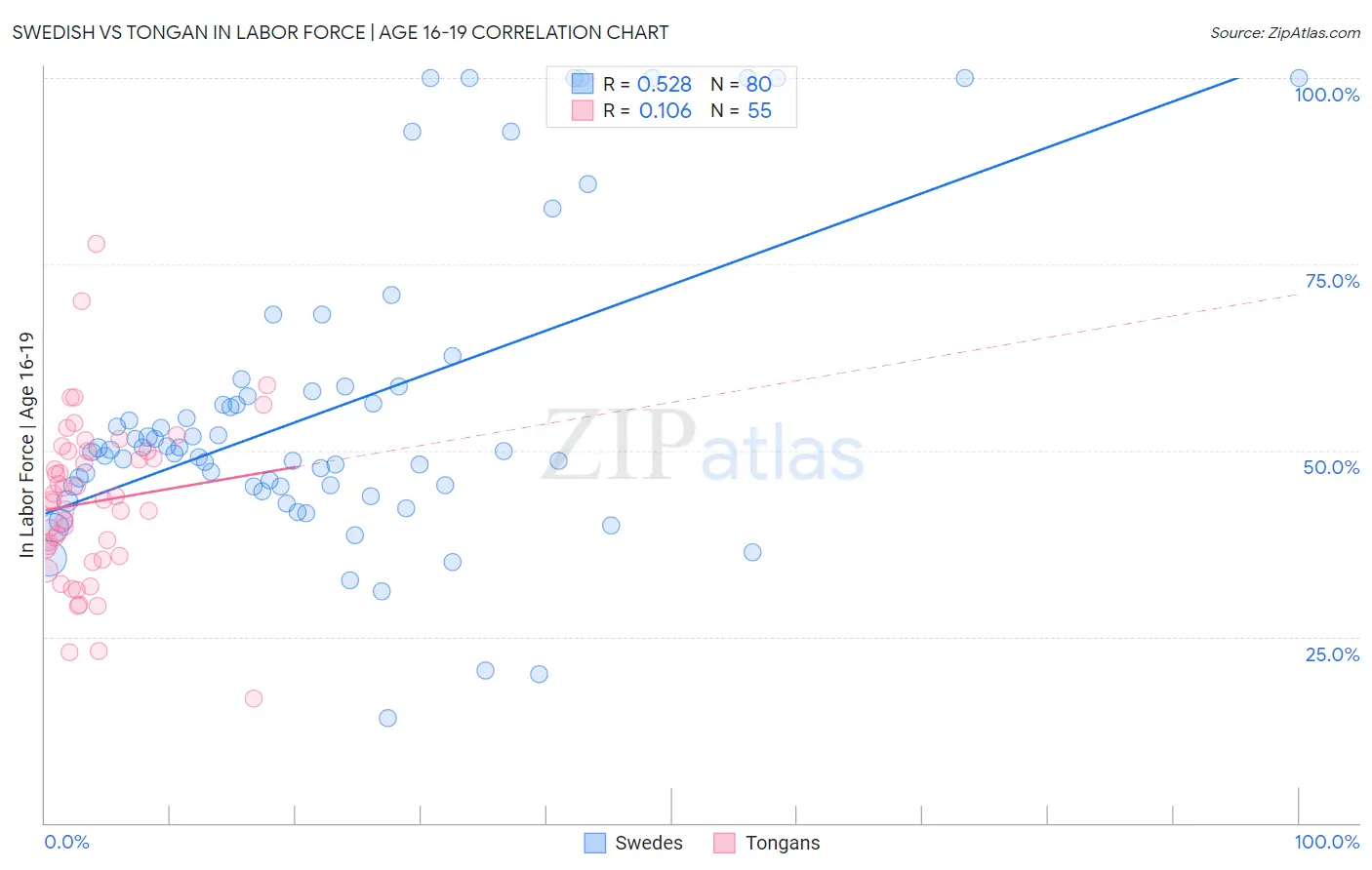 Swedish vs Tongan In Labor Force | Age 16-19