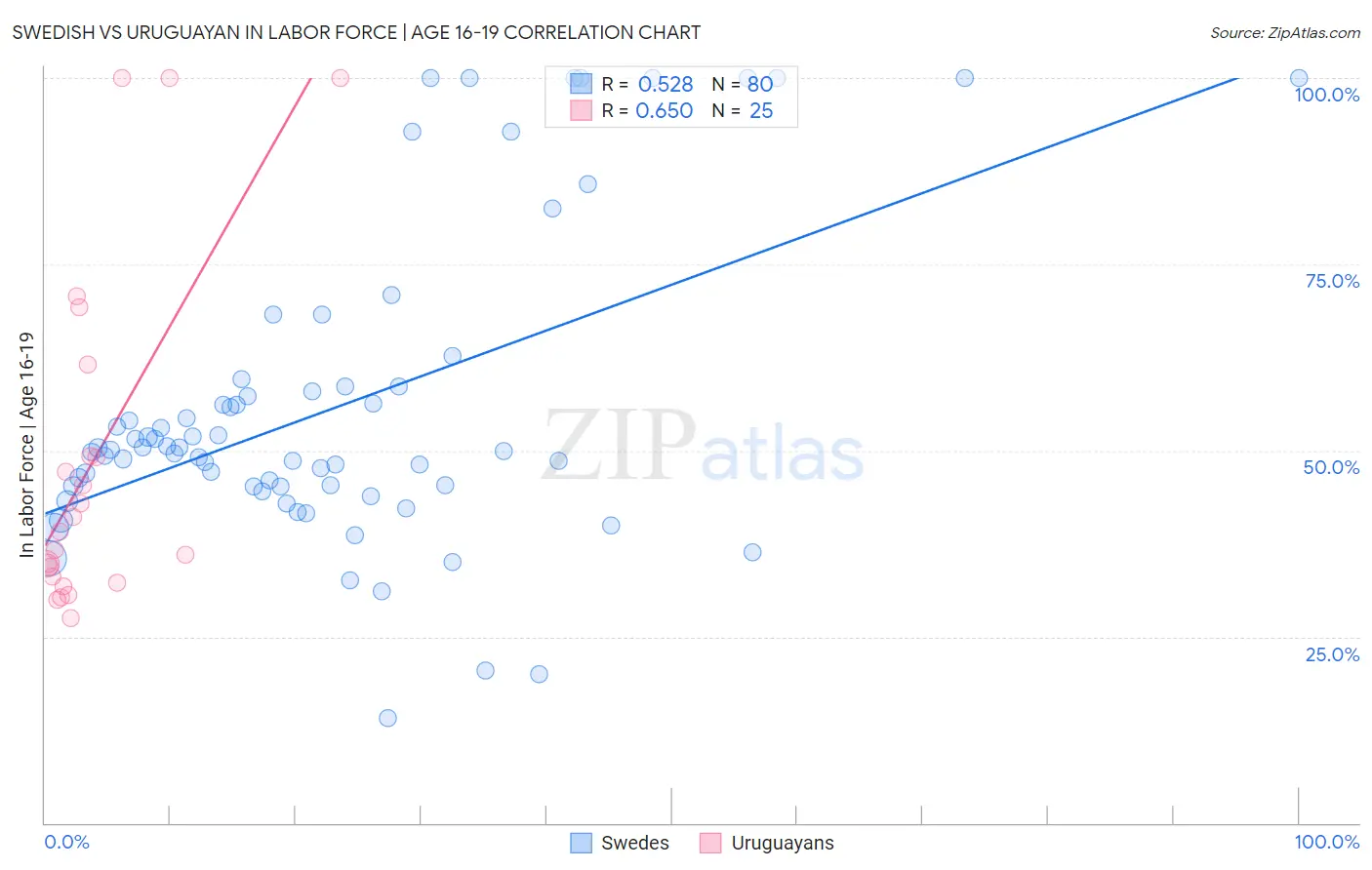 Swedish vs Uruguayan In Labor Force | Age 16-19