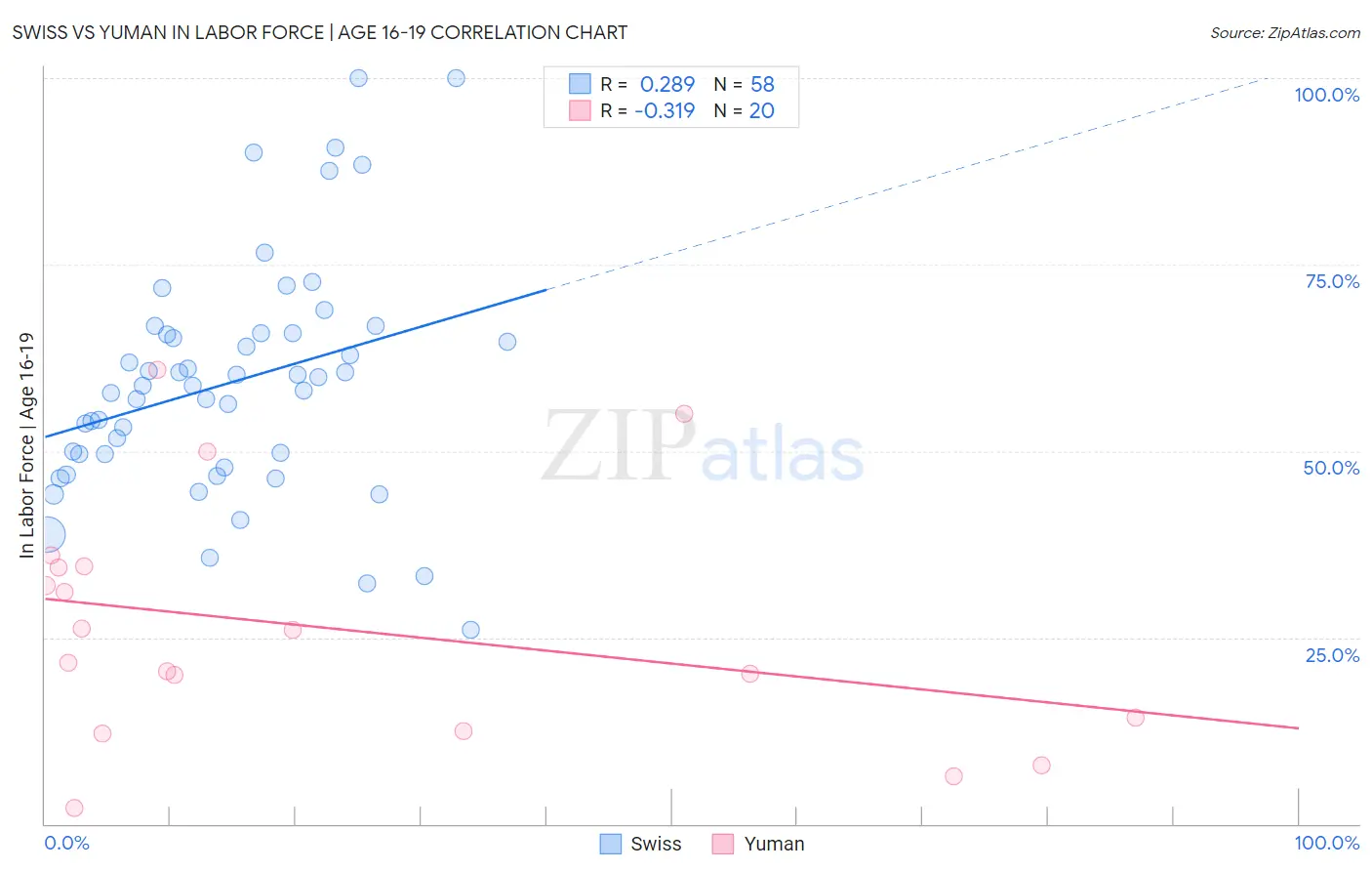 Swiss vs Yuman In Labor Force | Age 16-19