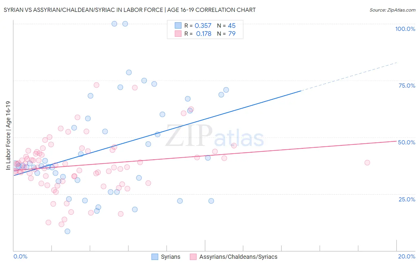 Syrian vs Assyrian/Chaldean/Syriac In Labor Force | Age 16-19