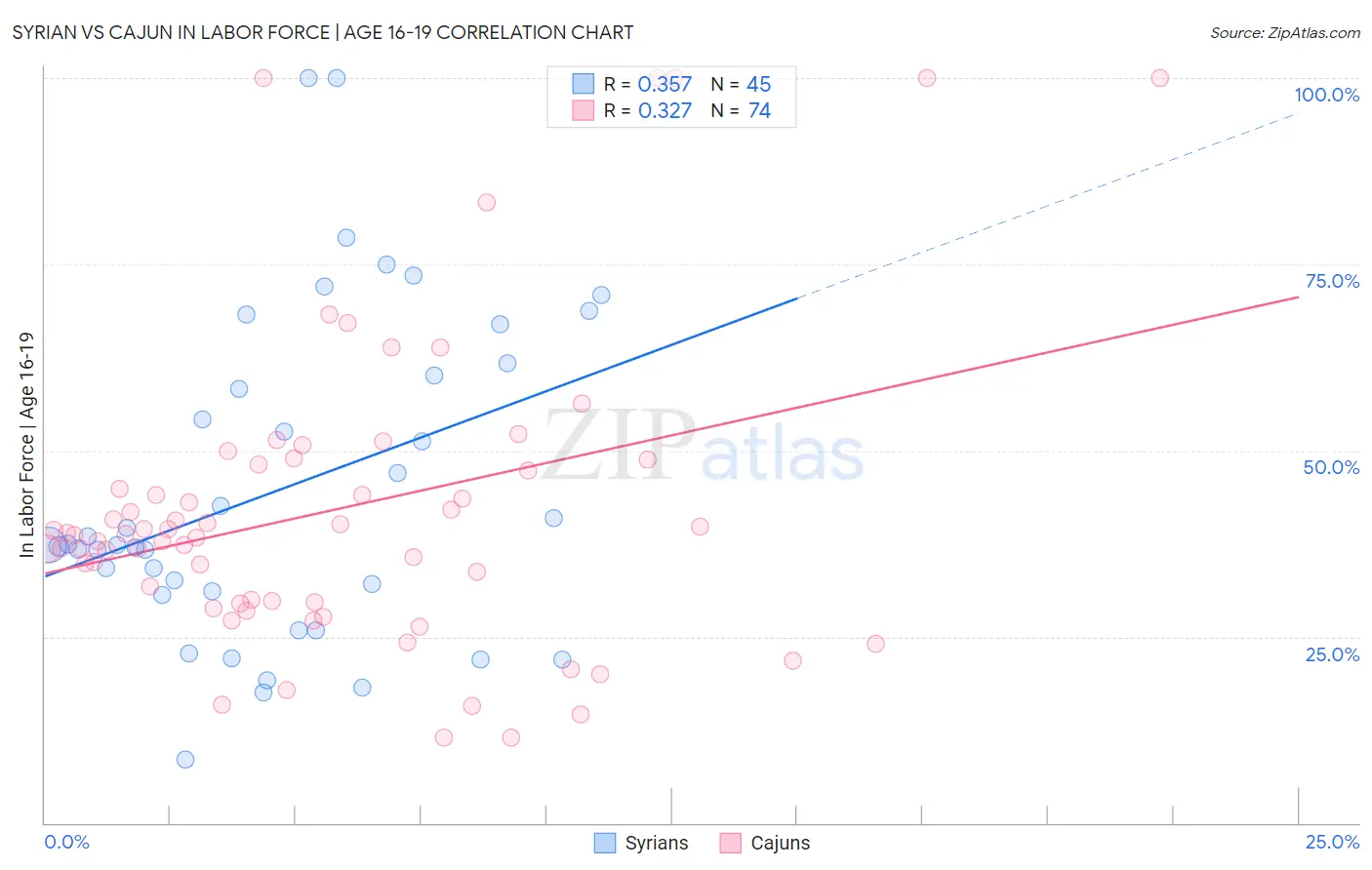 Syrian vs Cajun In Labor Force | Age 16-19