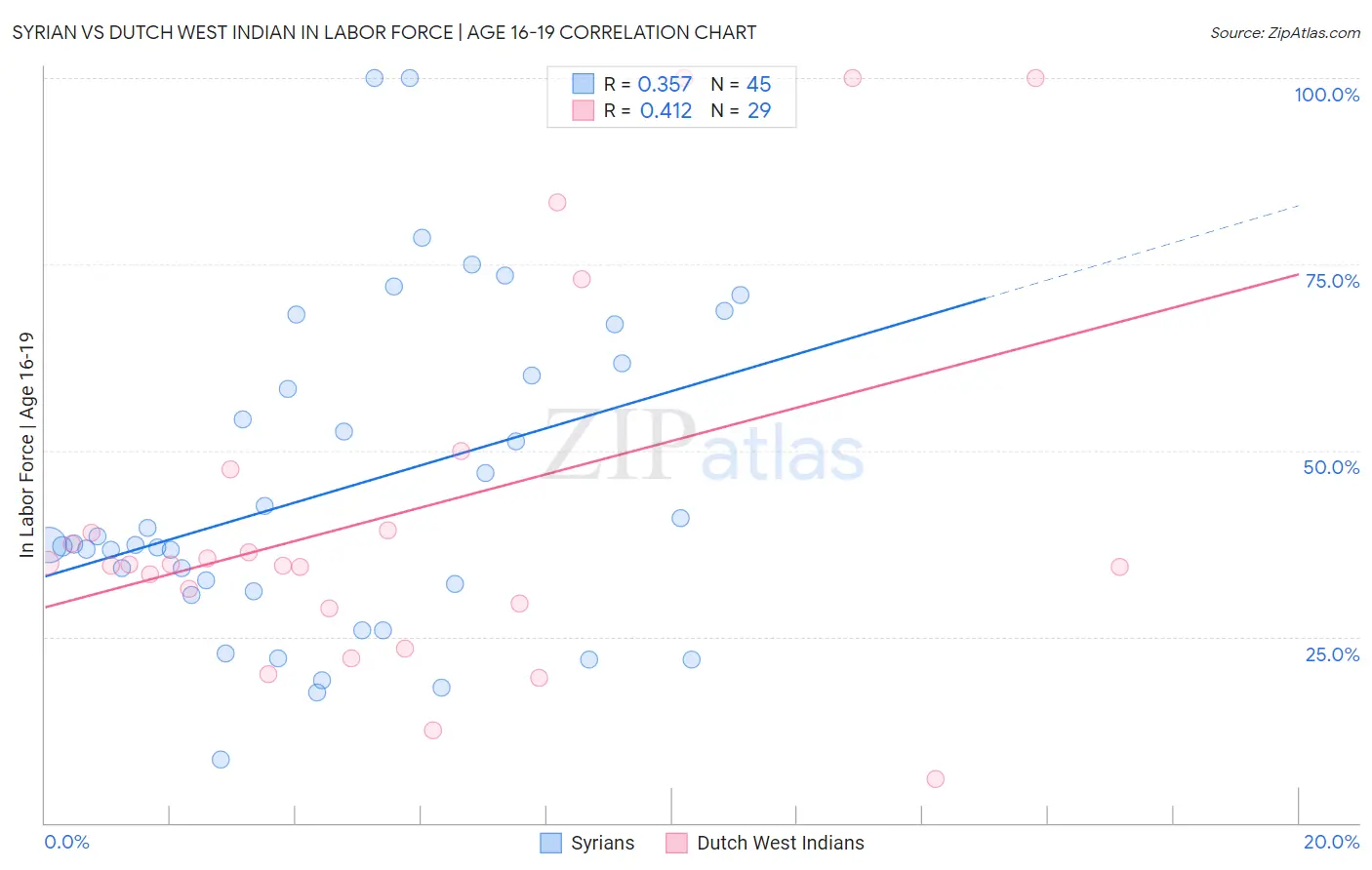 Syrian vs Dutch West Indian In Labor Force | Age 16-19
