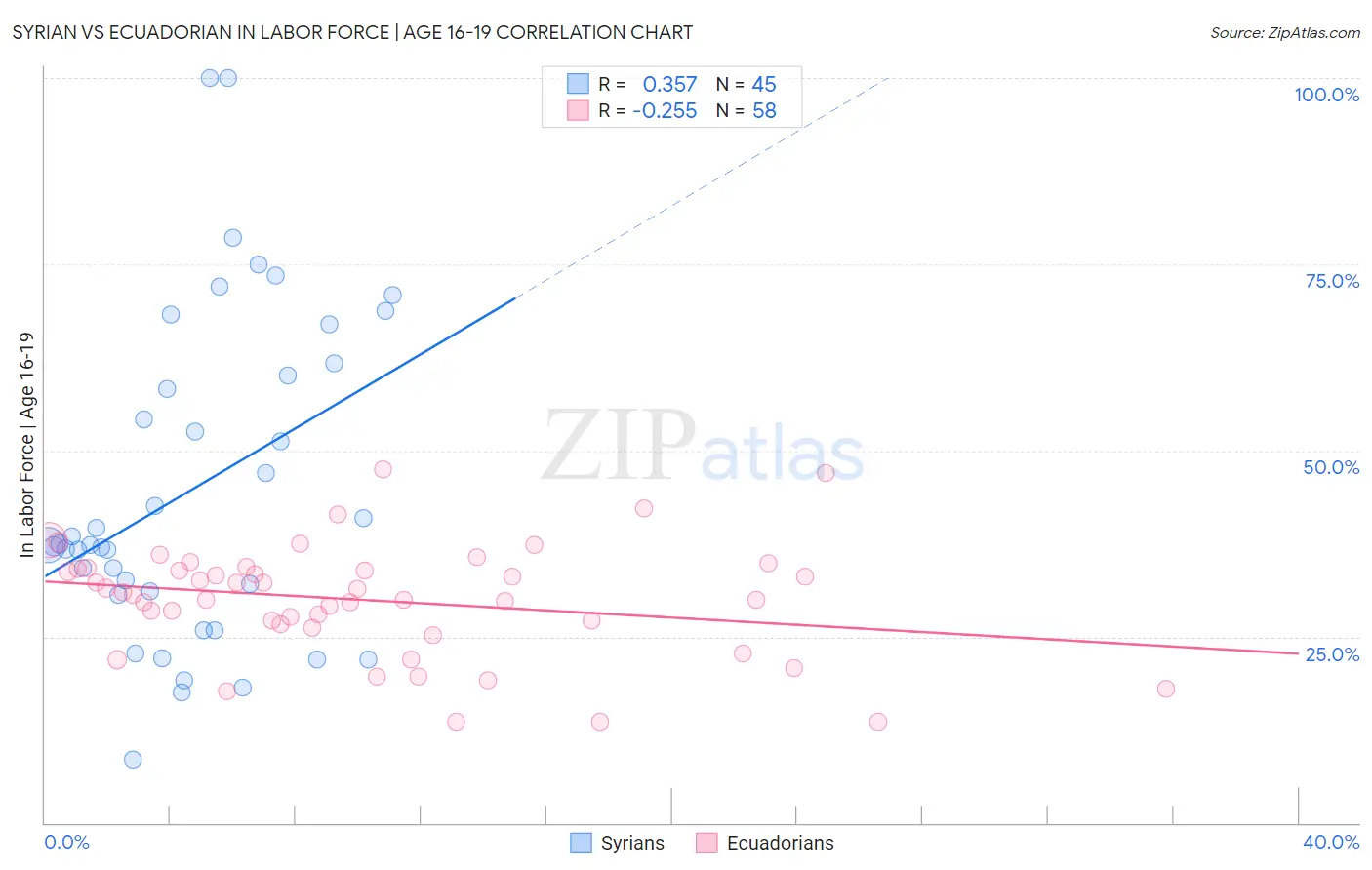 Syrian vs Ecuadorian In Labor Force | Age 16-19