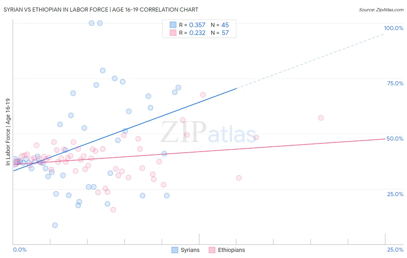Syrian vs Ethiopian In Labor Force | Age 16-19