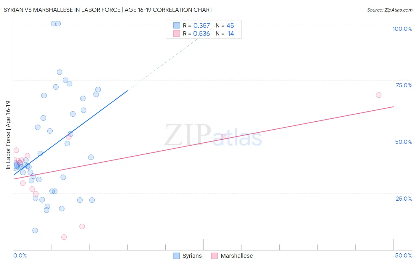Syrian vs Marshallese In Labor Force | Age 16-19