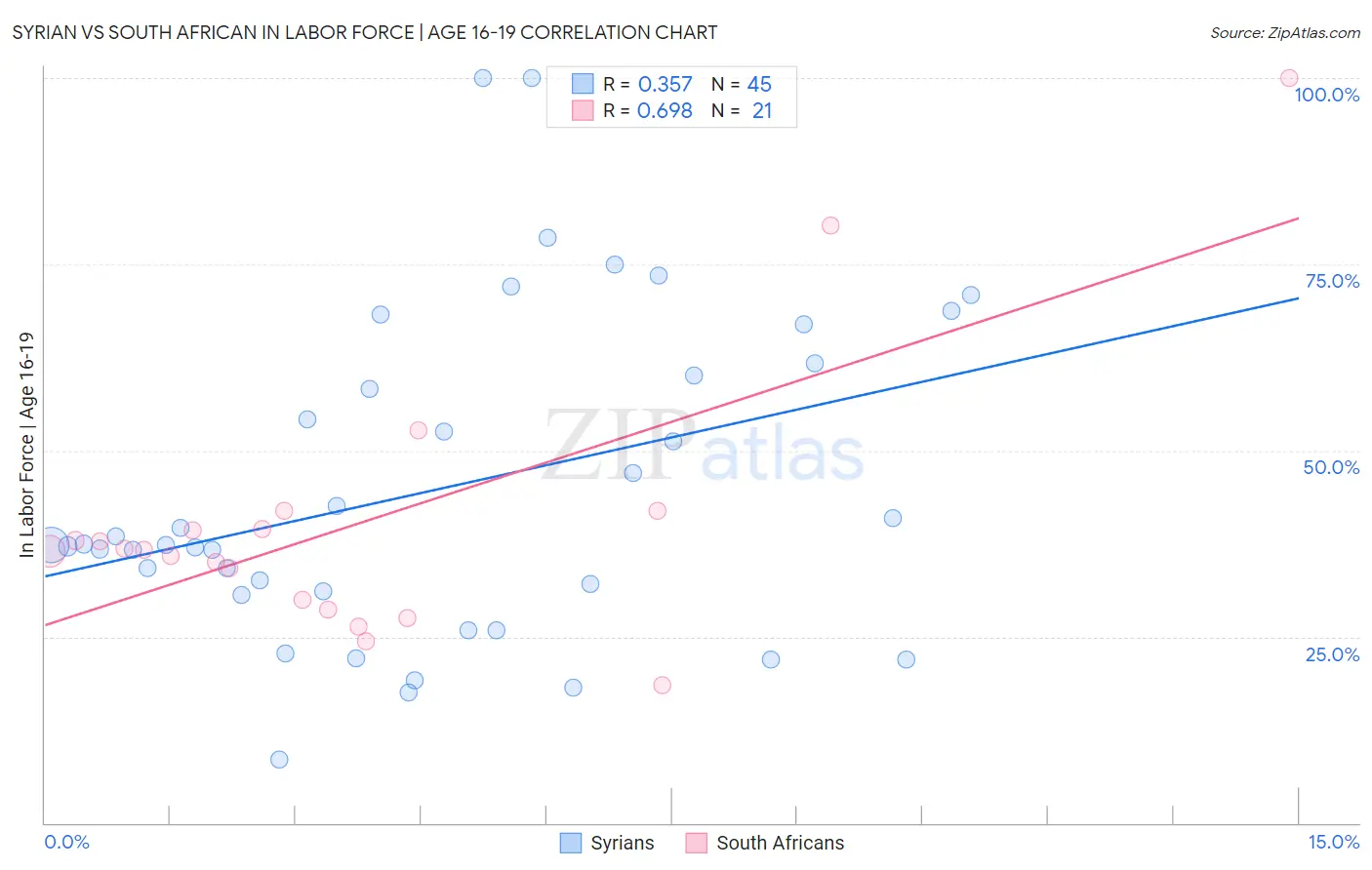 Syrian vs South African In Labor Force | Age 16-19