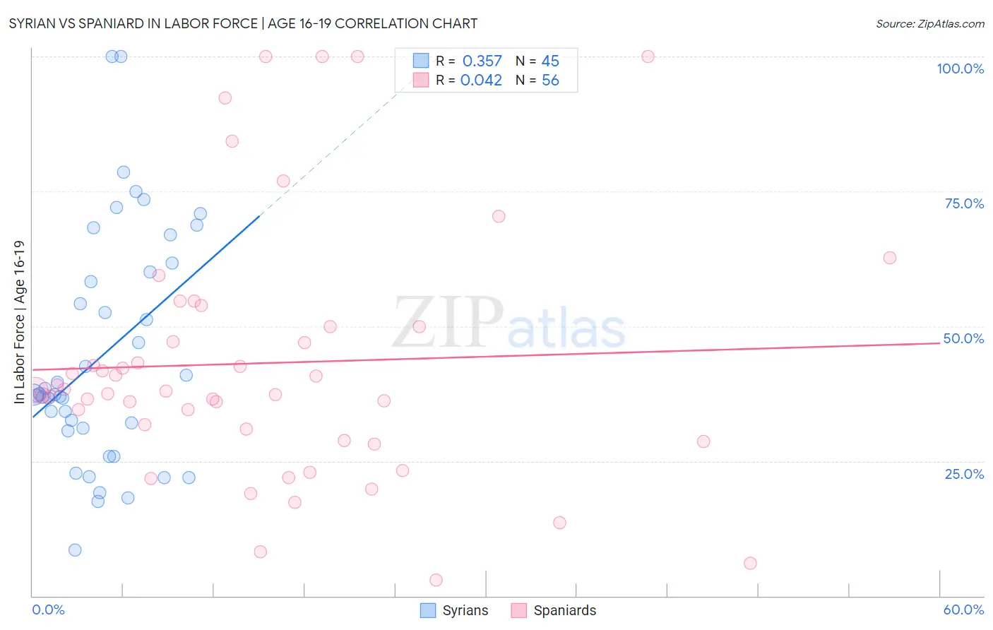 Syrian vs Spaniard In Labor Force | Age 16-19