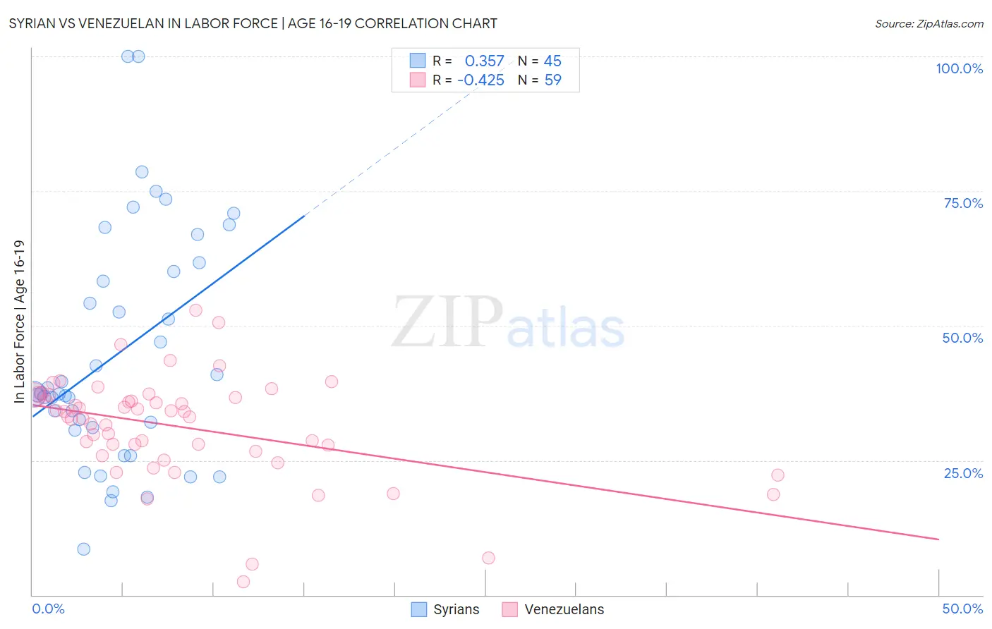 Syrian vs Venezuelan In Labor Force | Age 16-19