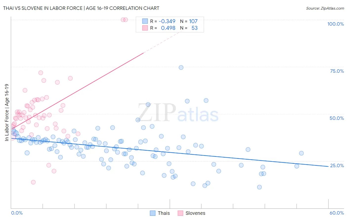 Thai vs Slovene In Labor Force | Age 16-19