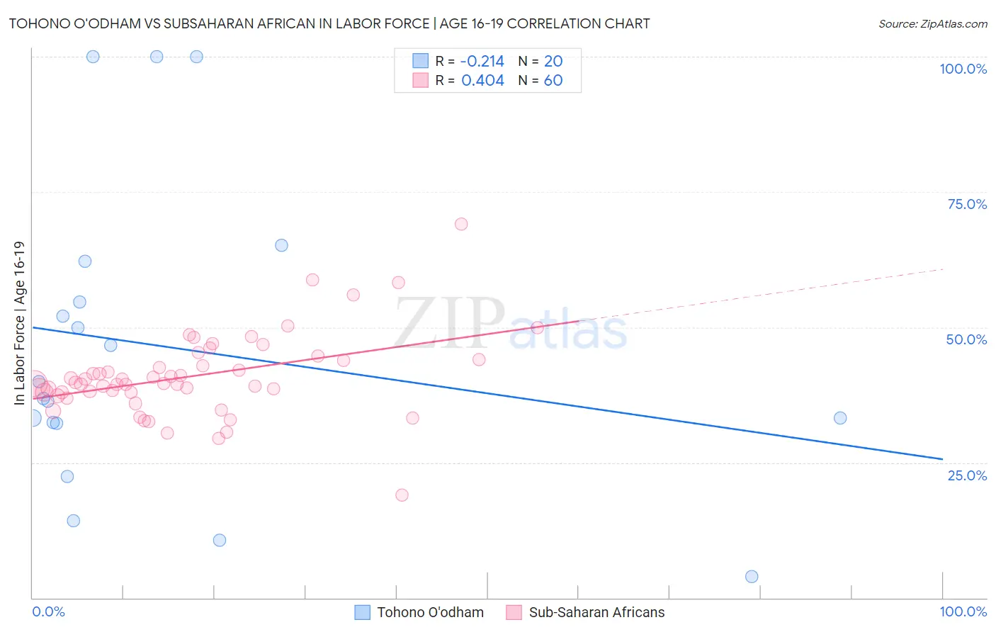 Tohono O'odham vs Subsaharan African In Labor Force | Age 16-19
