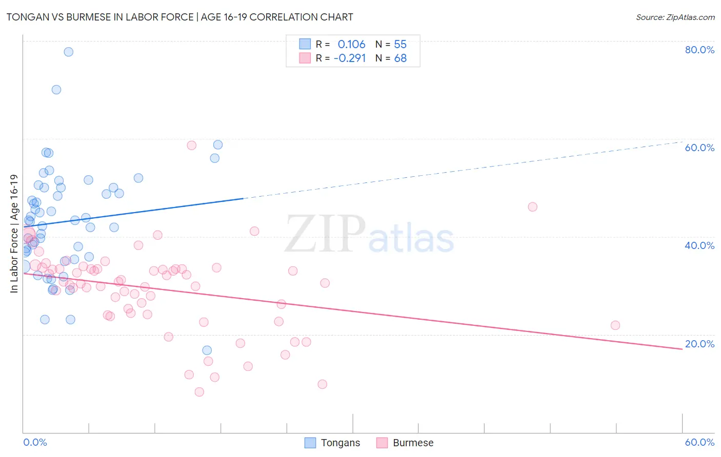 Tongan vs Burmese In Labor Force | Age 16-19
