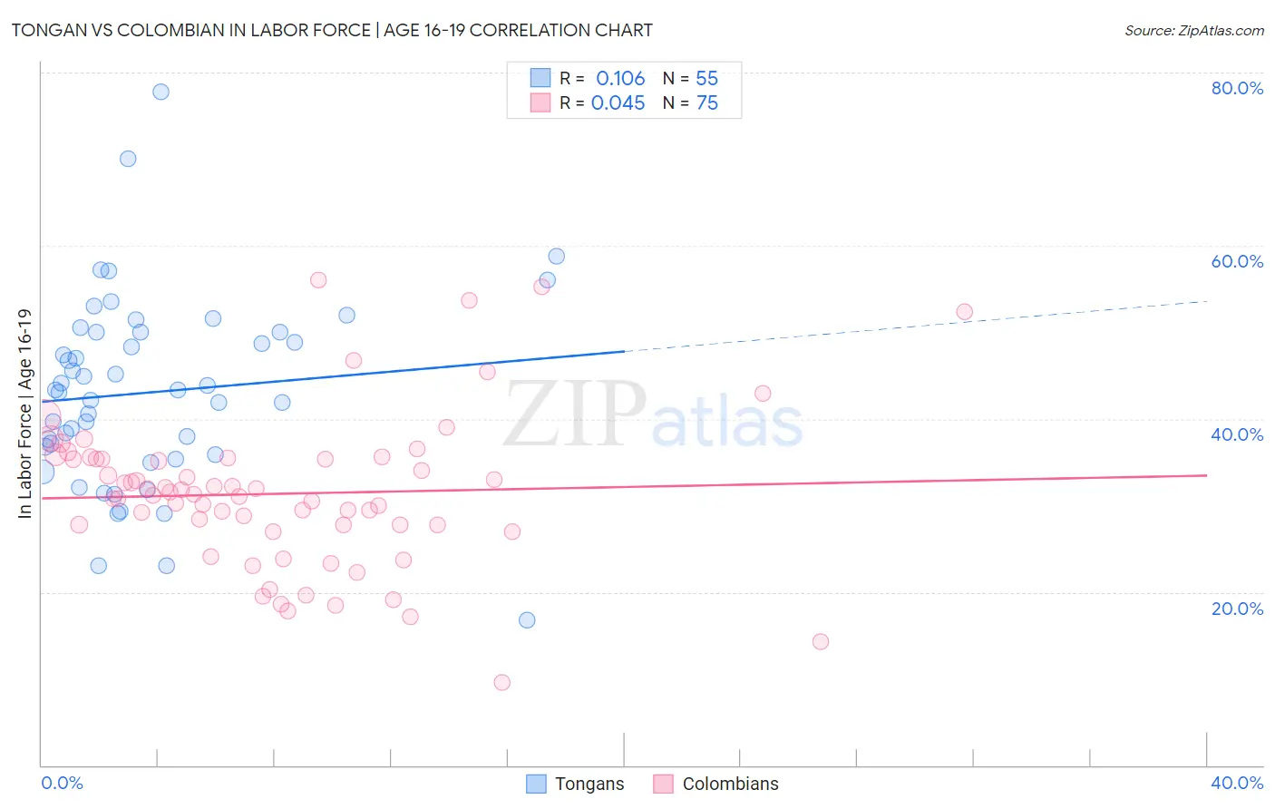 Tongan vs Colombian In Labor Force | Age 16-19