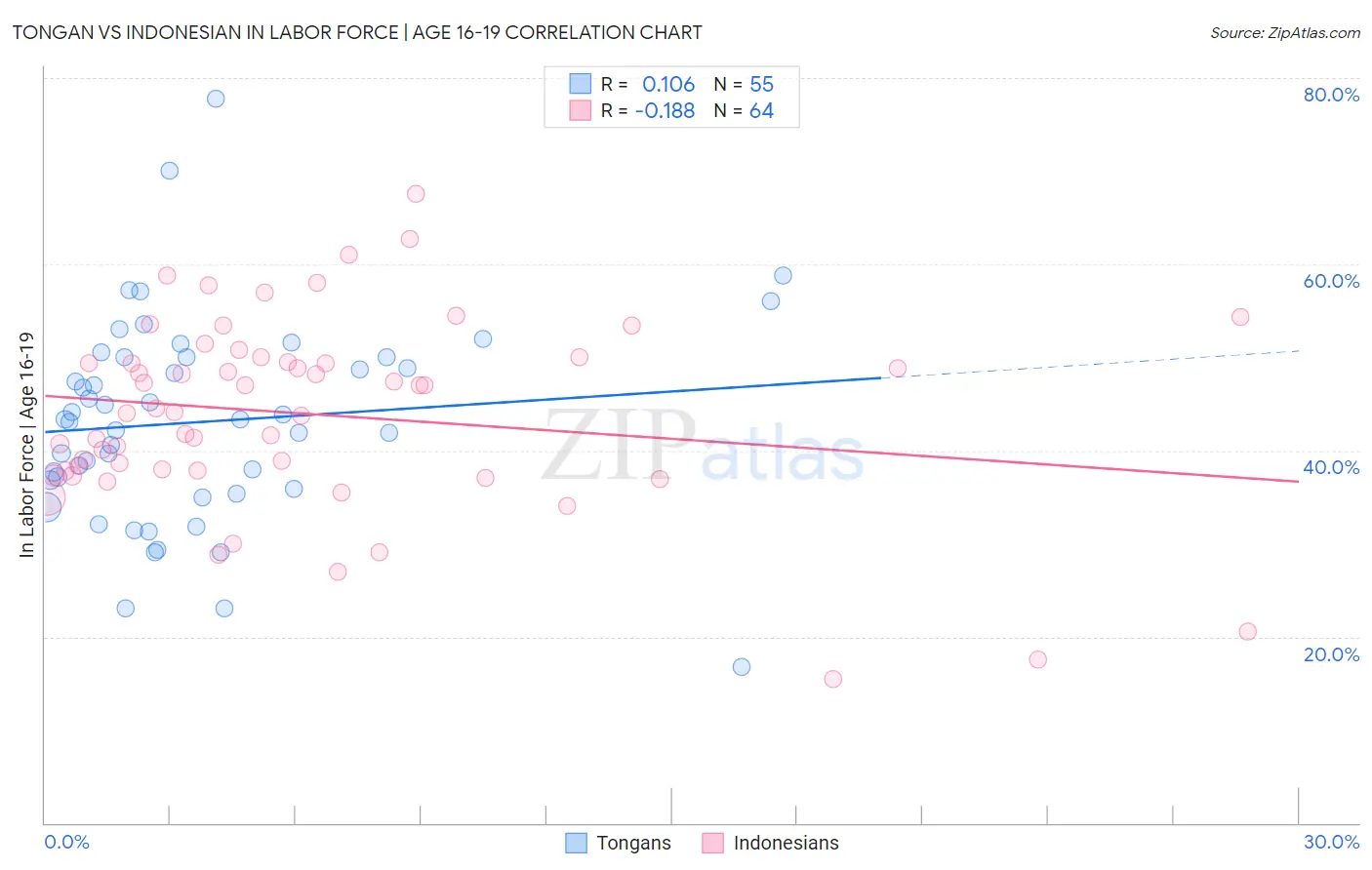 Tongan vs Indonesian In Labor Force | Age 16-19