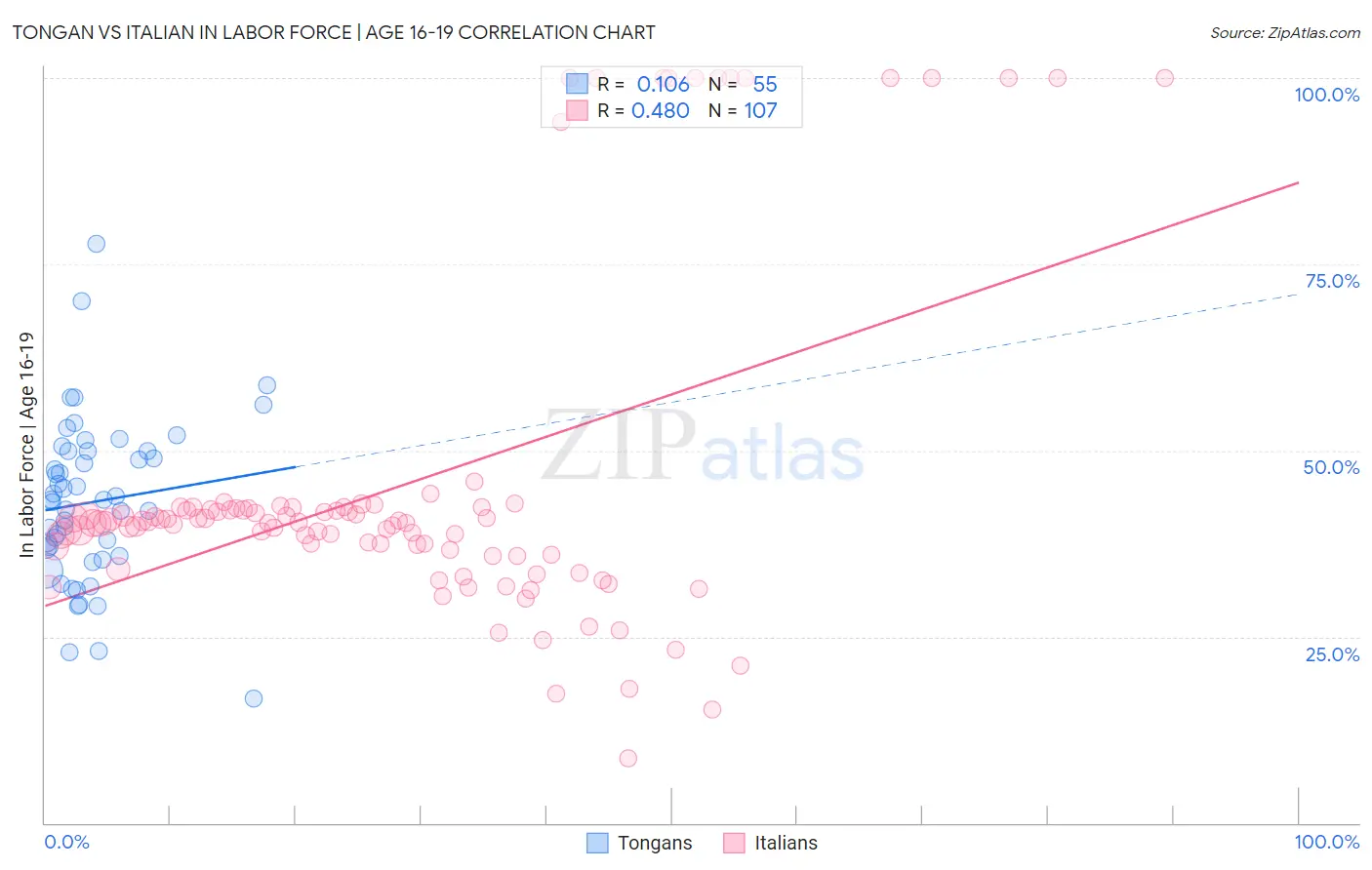 Tongan vs Italian In Labor Force | Age 16-19