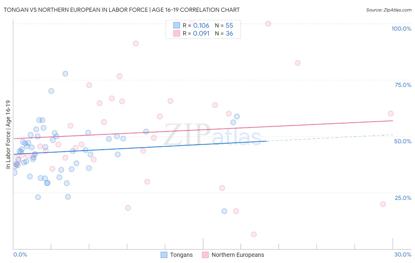 Tongan vs Northern European In Labor Force | Age 16-19