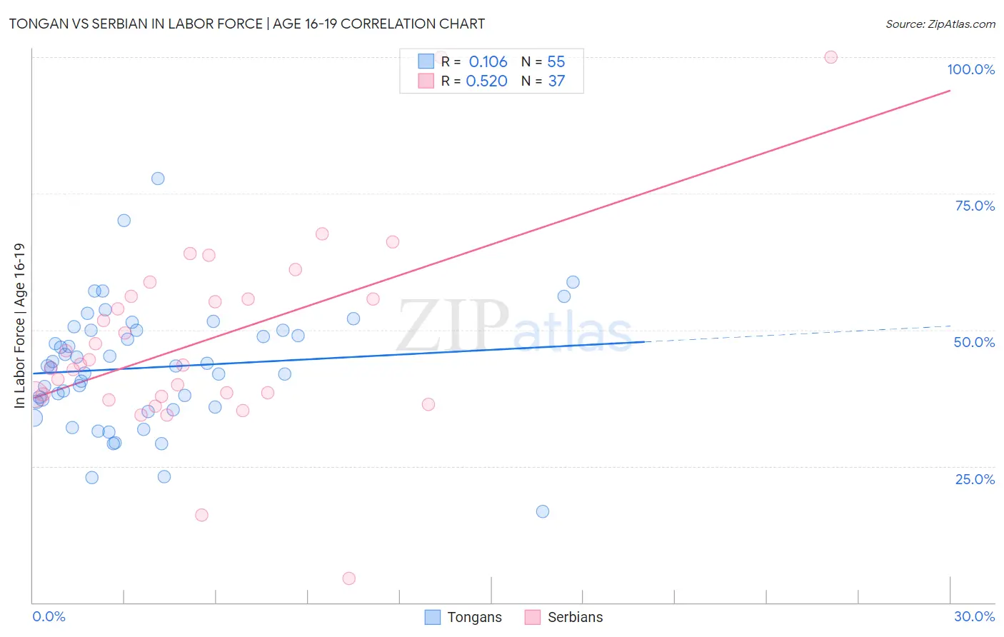 Tongan vs Serbian In Labor Force | Age 16-19
