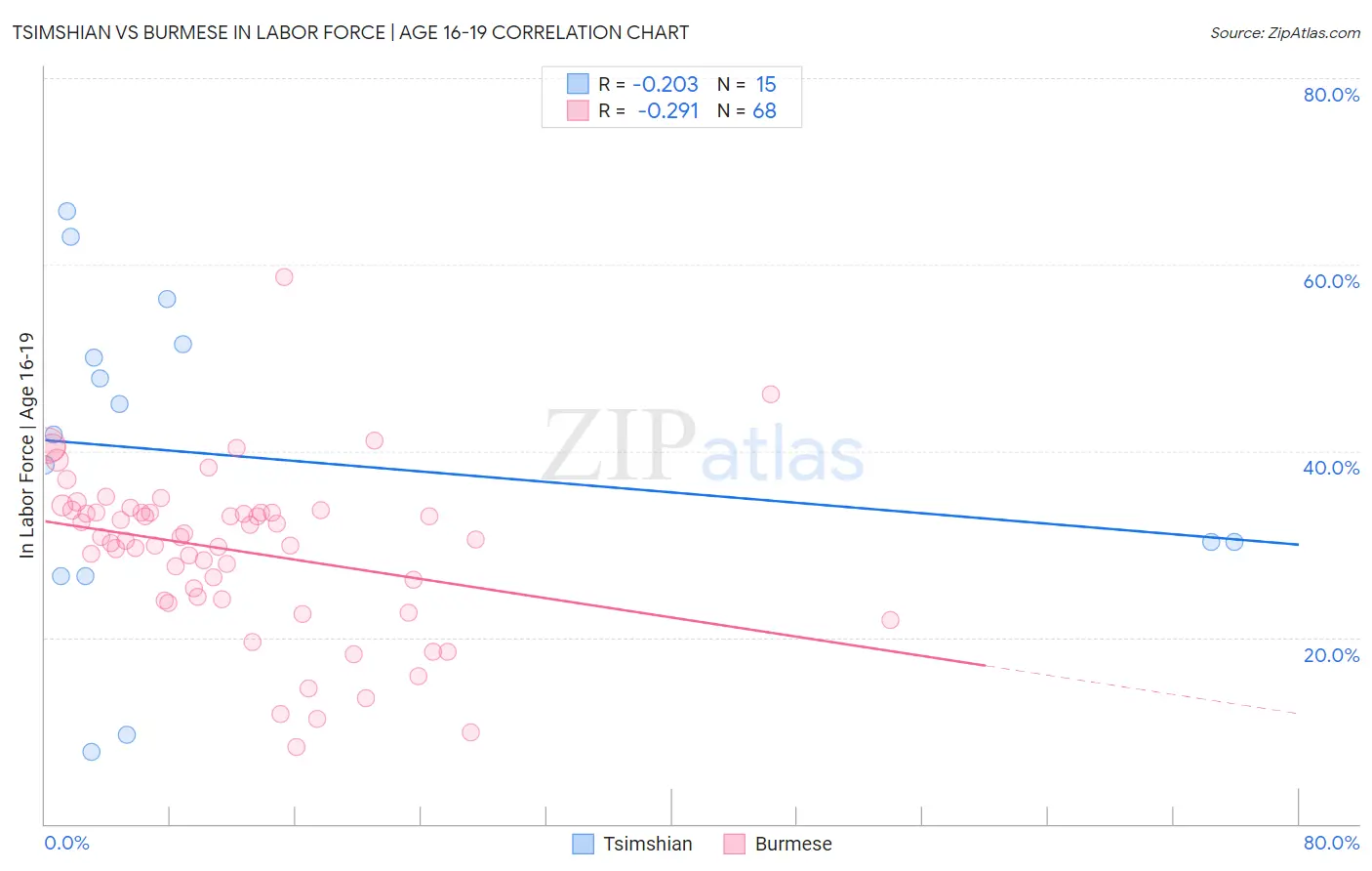 Tsimshian vs Burmese In Labor Force | Age 16-19