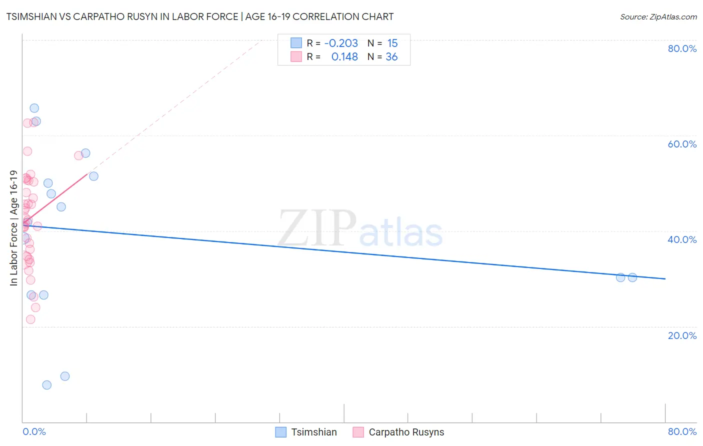 Tsimshian vs Carpatho Rusyn In Labor Force | Age 16-19