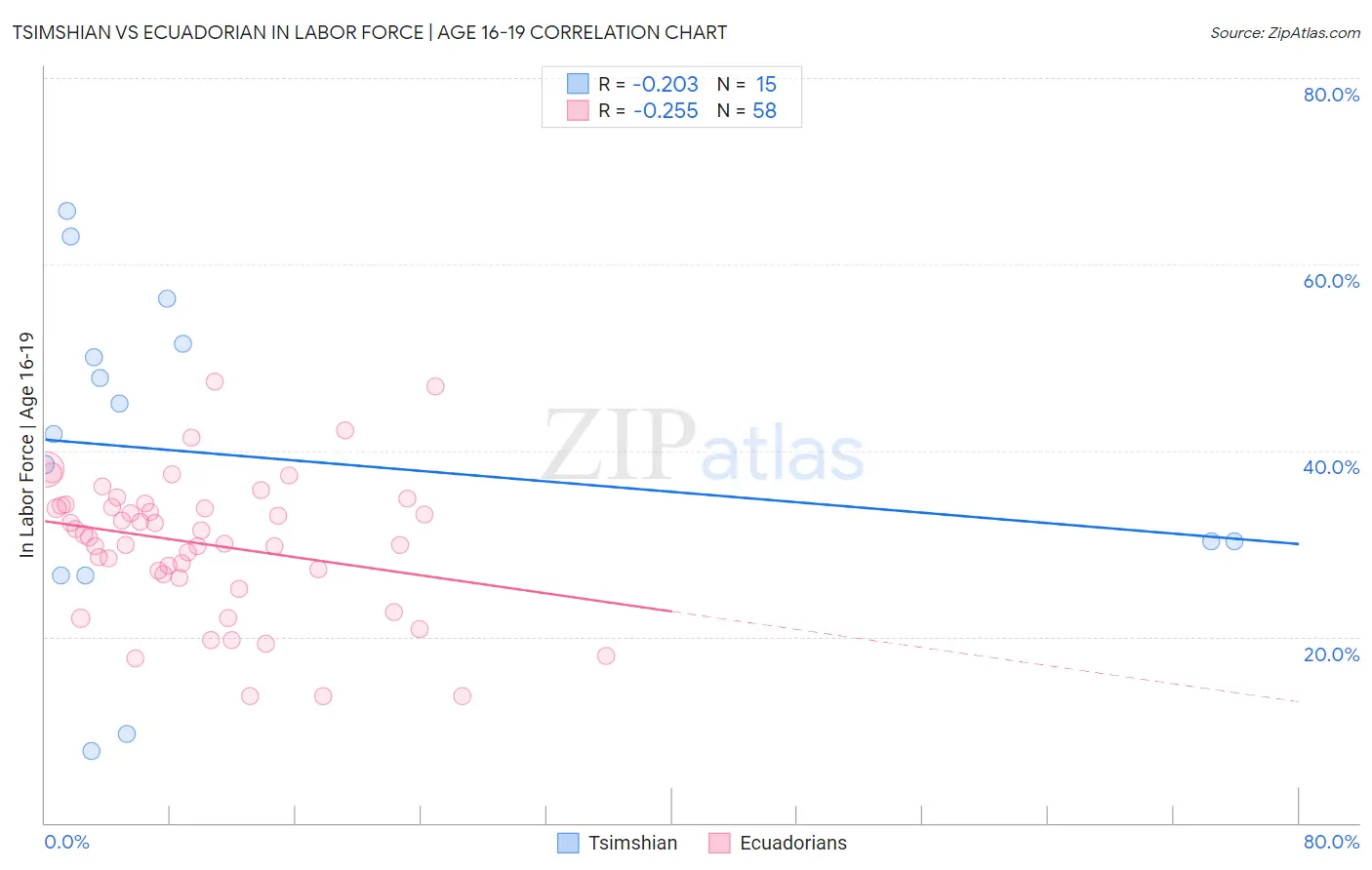 Tsimshian vs Ecuadorian In Labor Force | Age 16-19