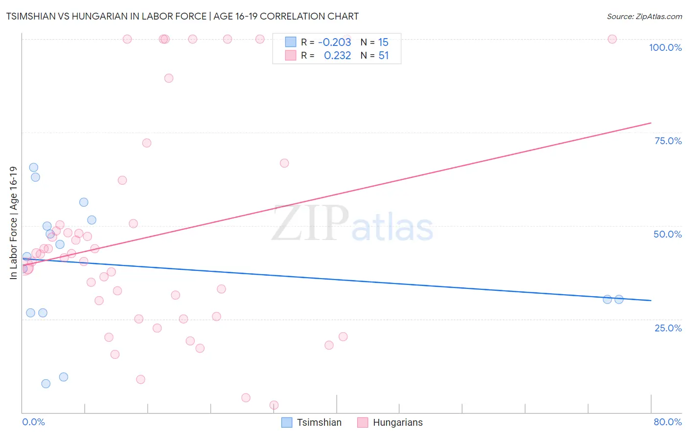 Tsimshian vs Hungarian In Labor Force | Age 16-19