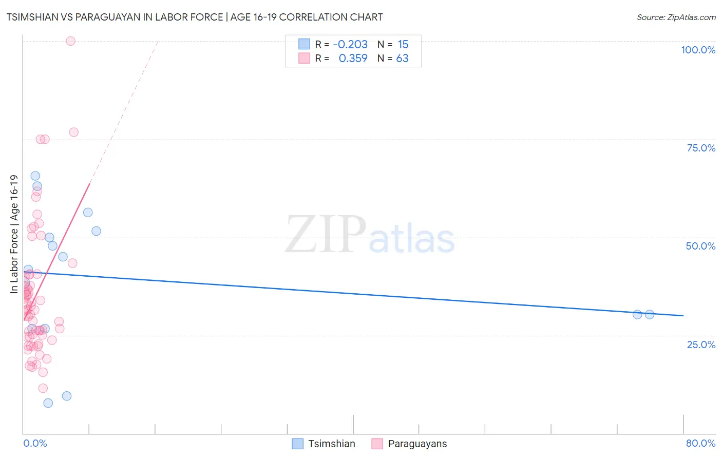 Tsimshian vs Paraguayan In Labor Force | Age 16-19