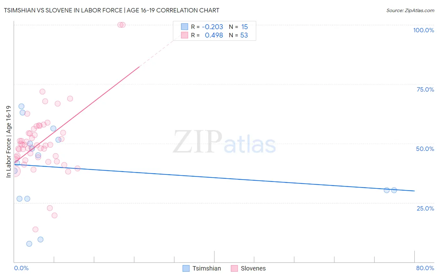 Tsimshian vs Slovene In Labor Force | Age 16-19