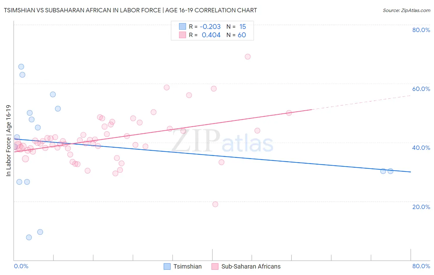 Tsimshian vs Subsaharan African In Labor Force | Age 16-19