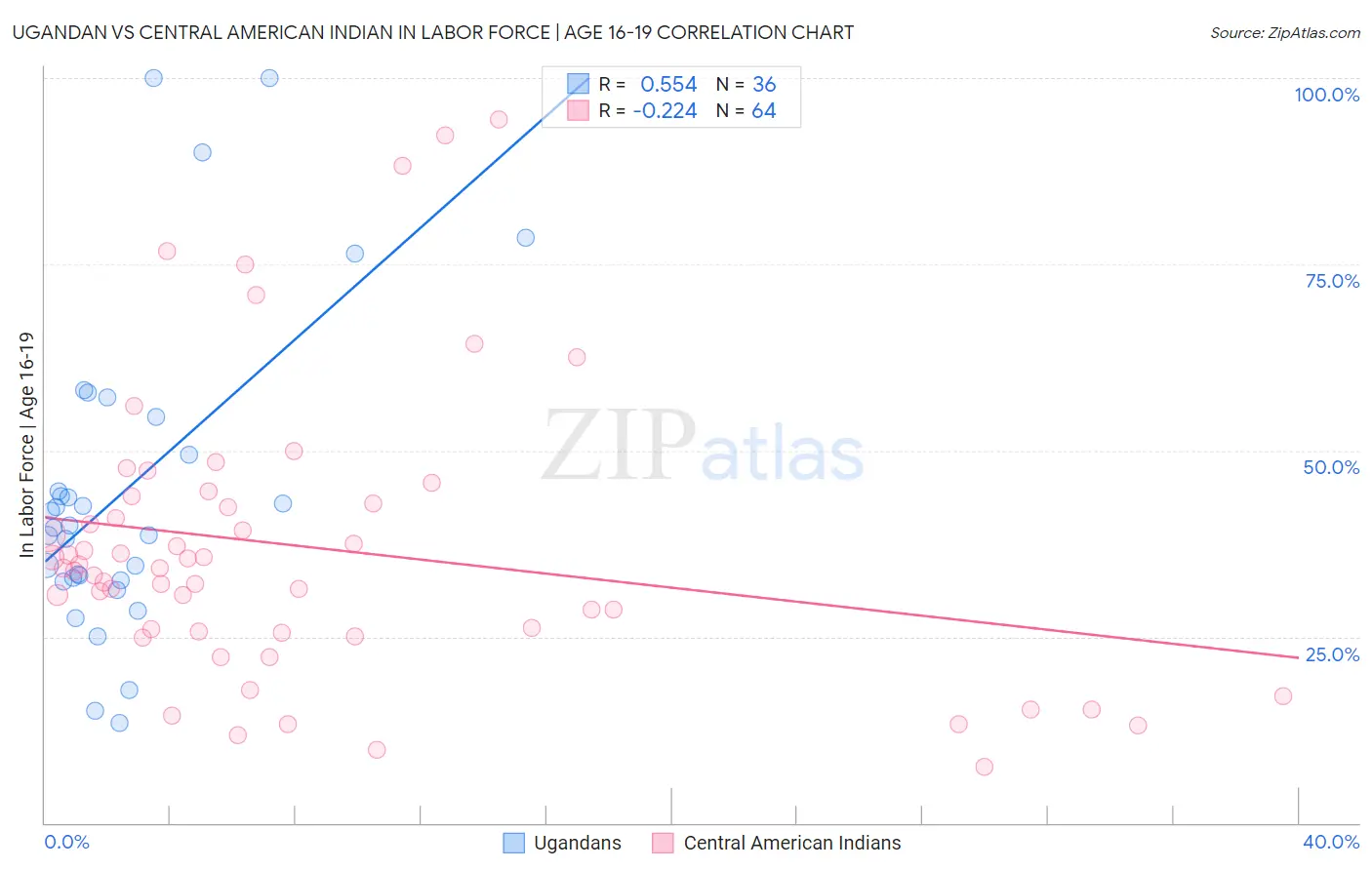 Ugandan vs Central American Indian In Labor Force | Age 16-19