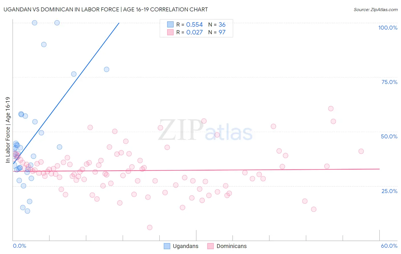 Ugandan vs Dominican In Labor Force | Age 16-19