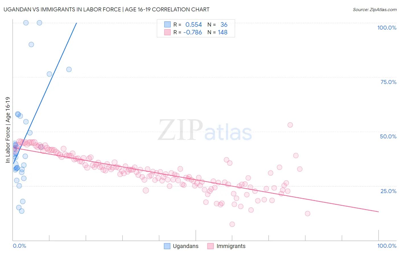 Ugandan vs Immigrants In Labor Force | Age 16-19