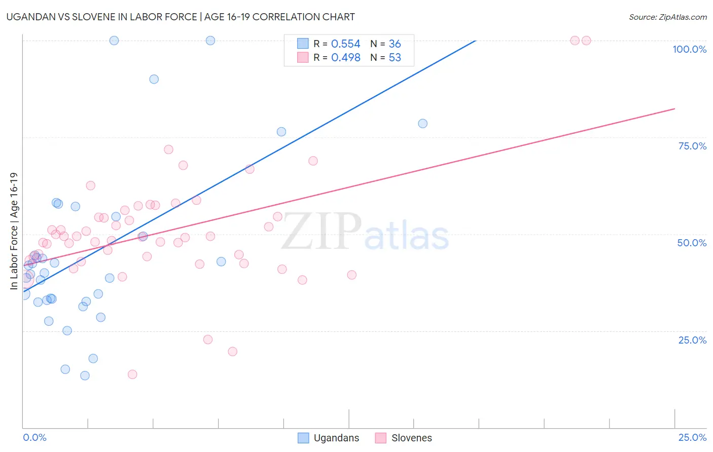 Ugandan vs Slovene In Labor Force | Age 16-19