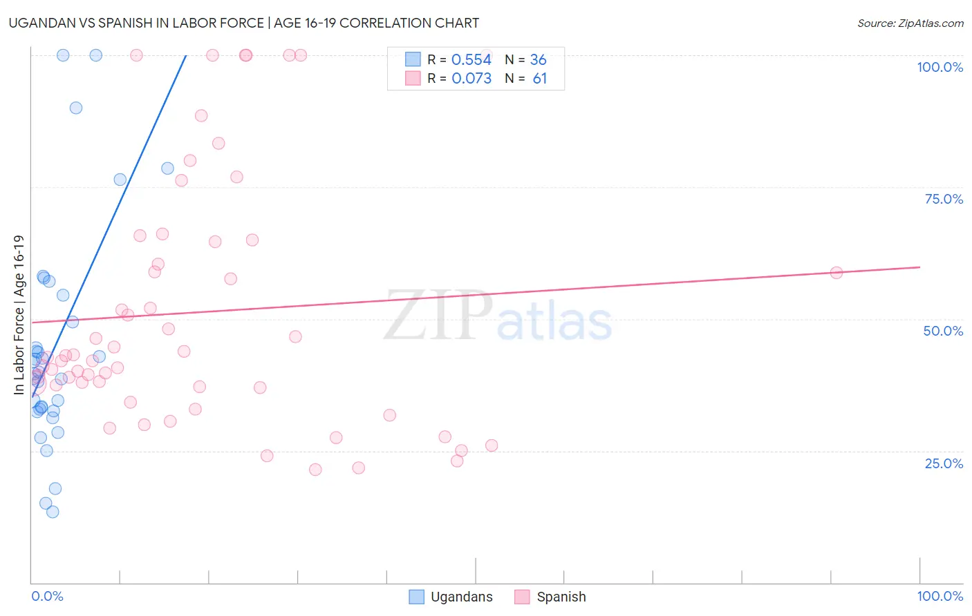 Ugandan vs Spanish In Labor Force | Age 16-19