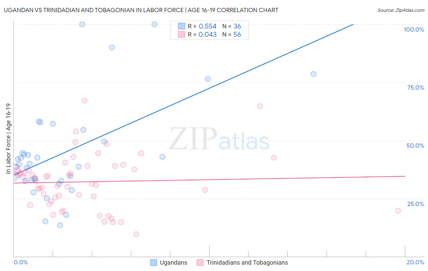 Ugandan vs Trinidadian and Tobagonian In Labor Force | Age 16-19