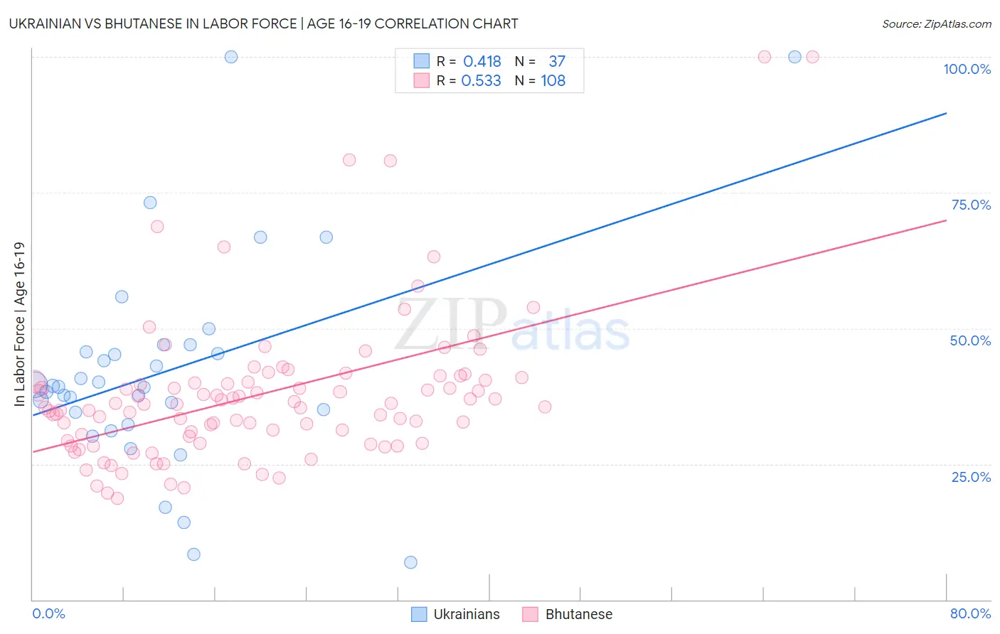 Ukrainian vs Bhutanese In Labor Force | Age 16-19