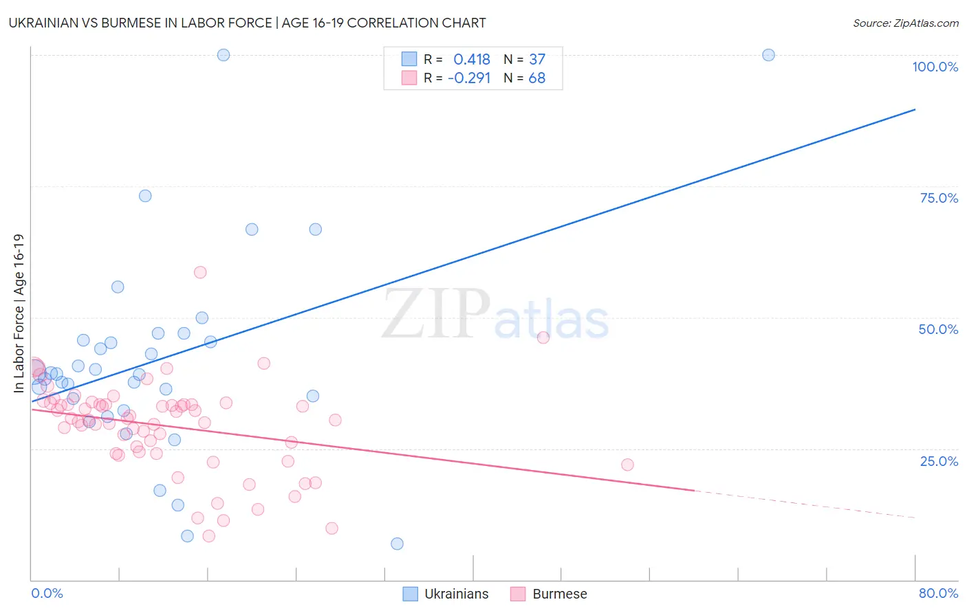 Ukrainian vs Burmese In Labor Force | Age 16-19