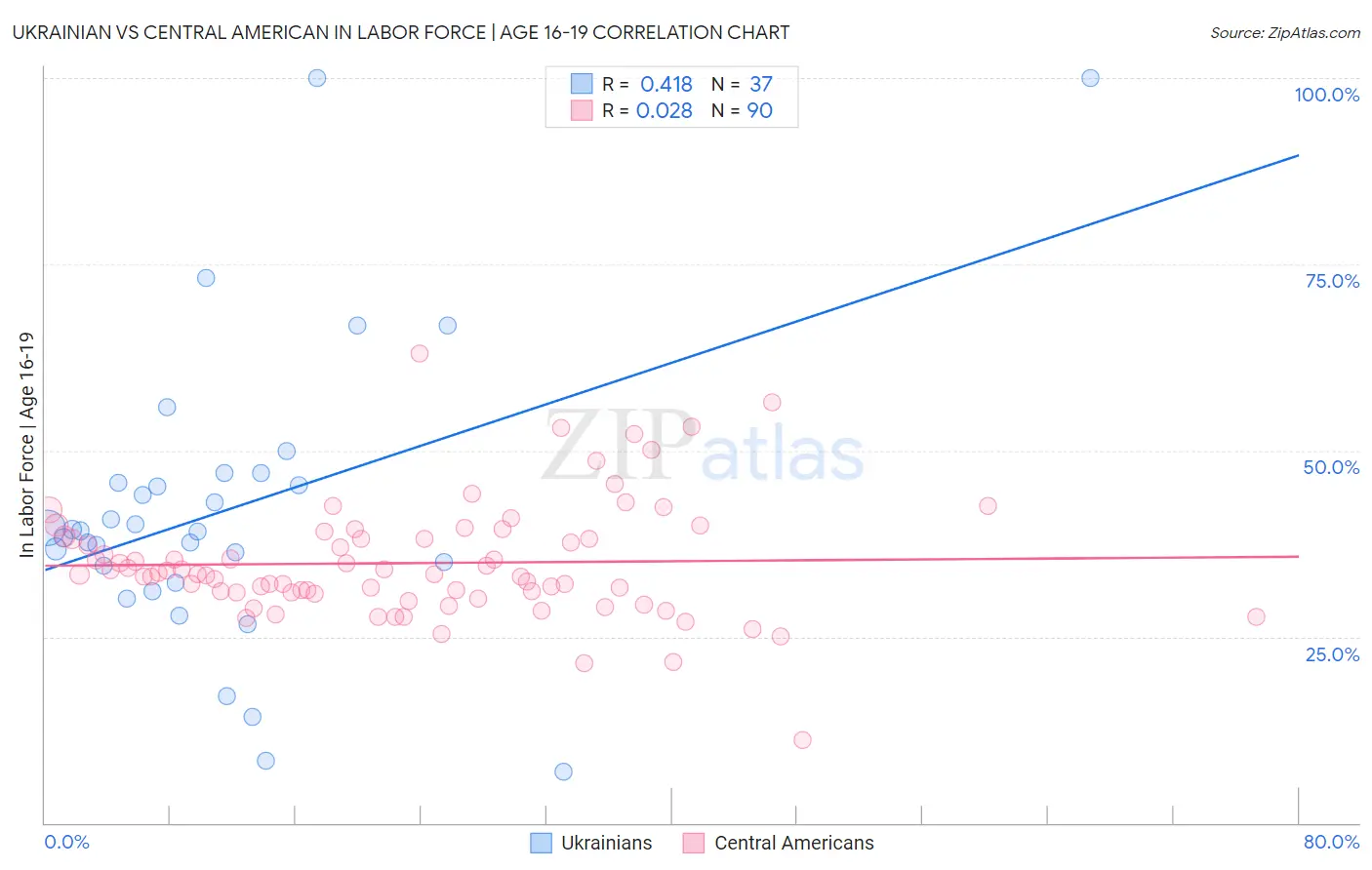 Ukrainian vs Central American In Labor Force | Age 16-19