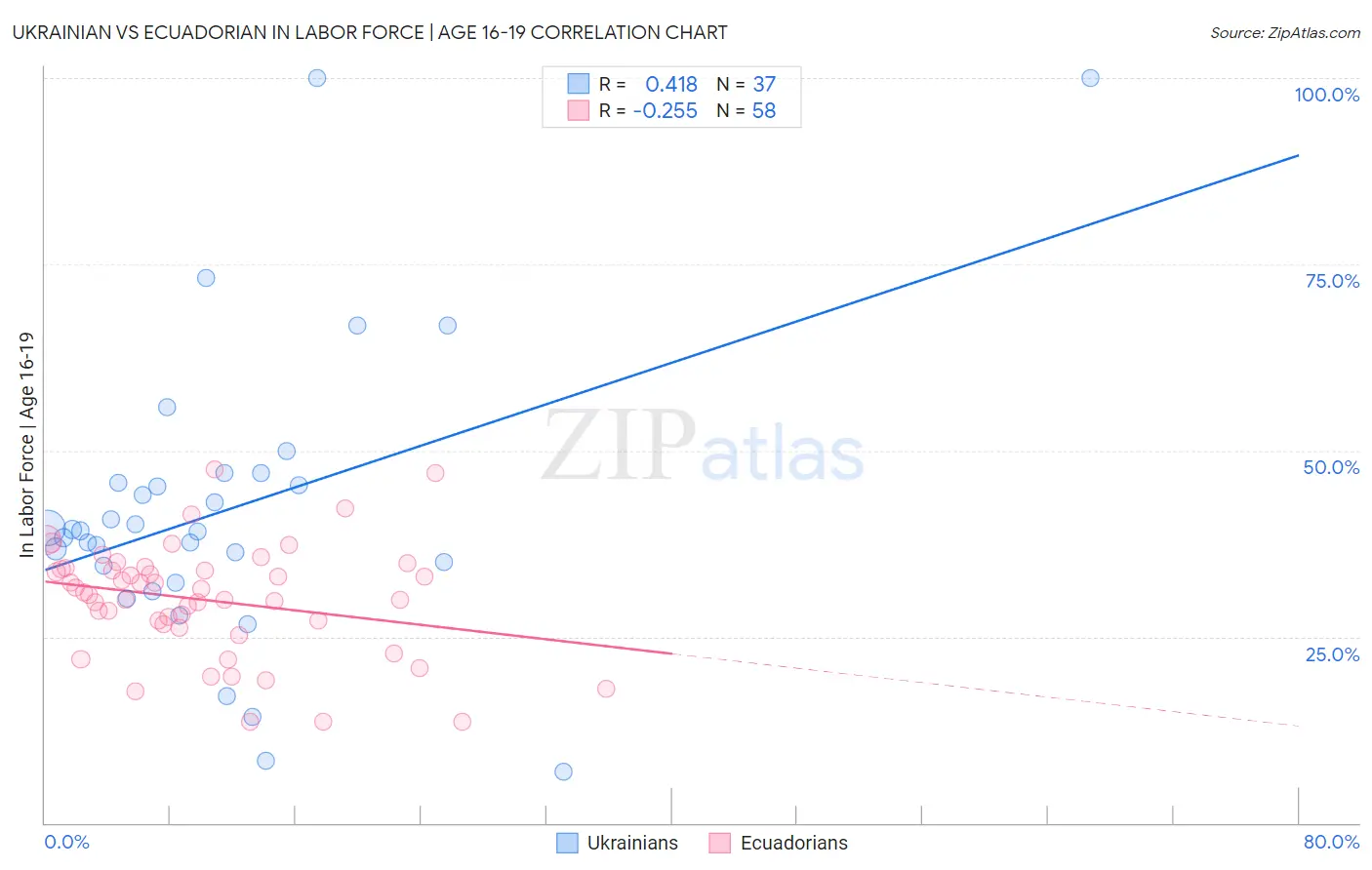 Ukrainian vs Ecuadorian In Labor Force | Age 16-19