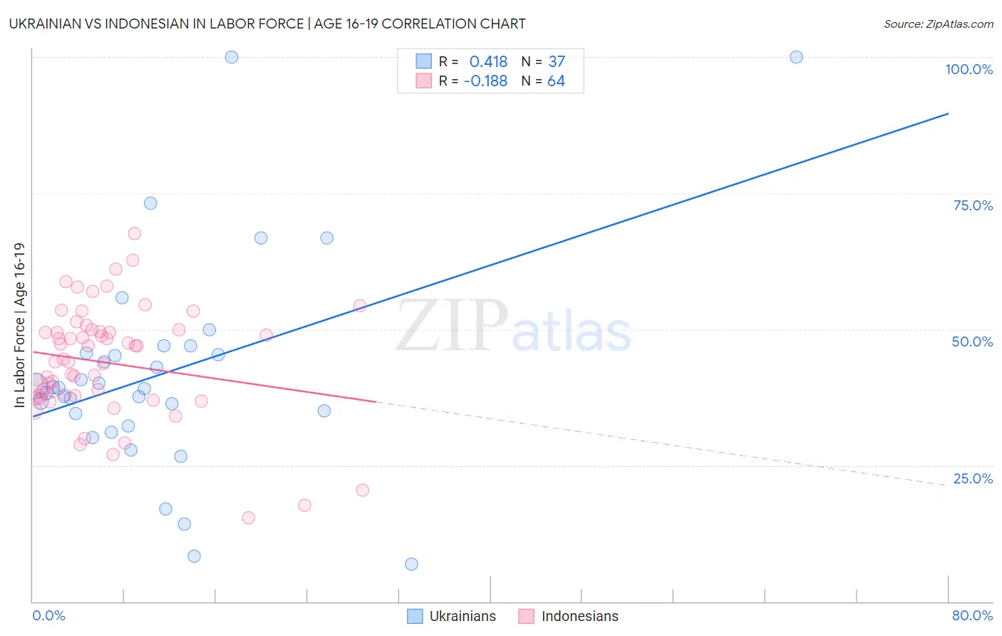 Ukrainian vs Indonesian In Labor Force | Age 16-19
