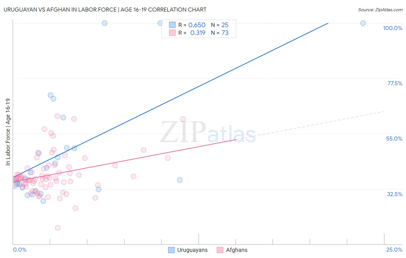 Uruguayan vs Afghan In Labor Force | Age 16-19