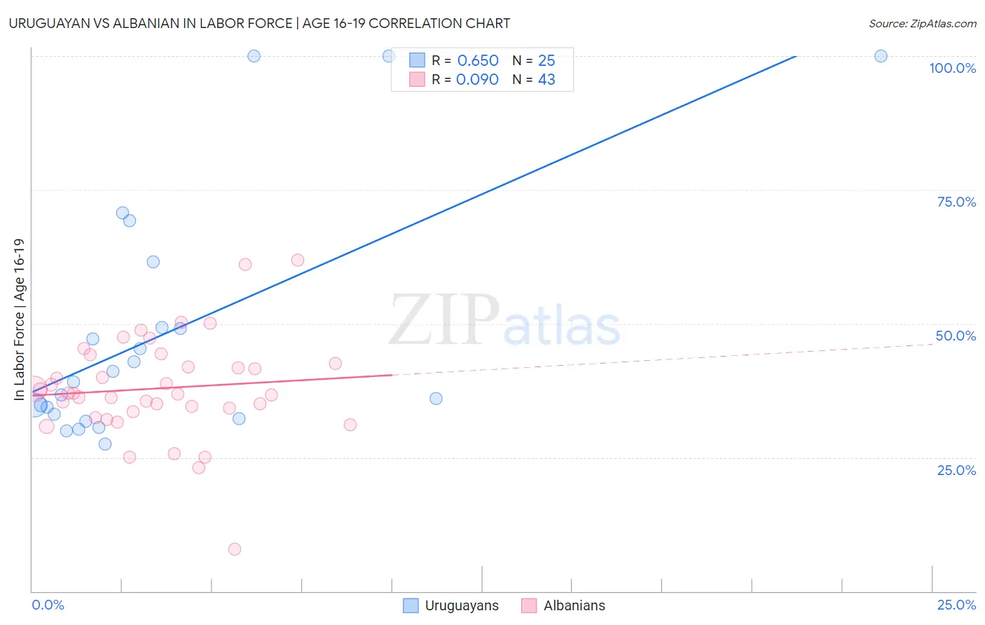 Uruguayan vs Albanian In Labor Force | Age 16-19