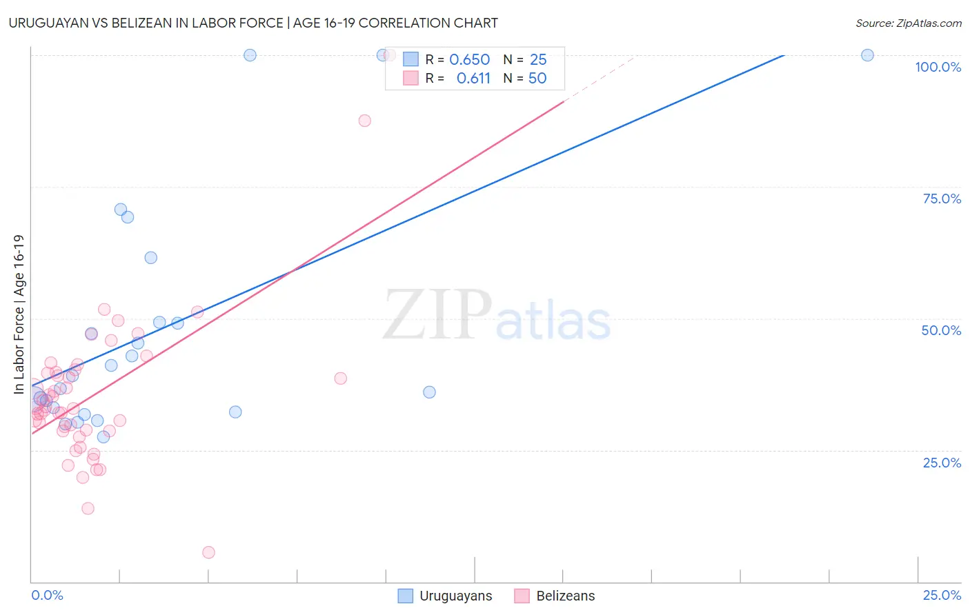 Uruguayan vs Belizean In Labor Force | Age 16-19